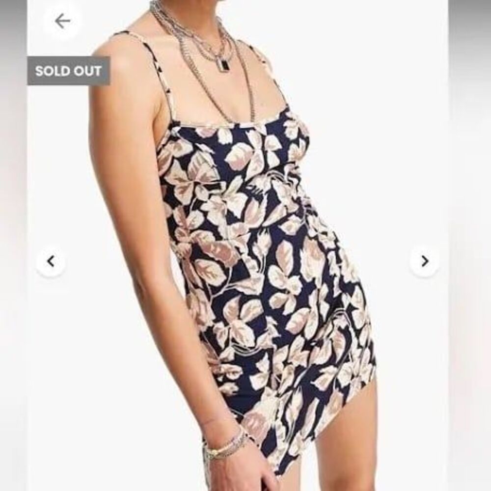 Free People navy floral mini size medium NWT